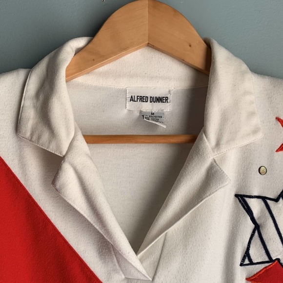 Alfred Dunner | Vintage Studded Star Stripes Red White Blue Top size M - Picture 4 of 8